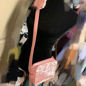 Pink velvet crossbody bag